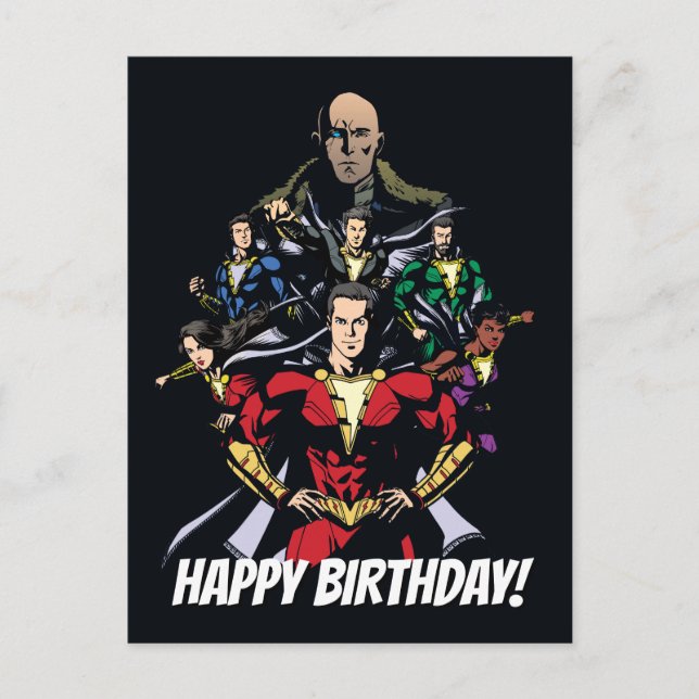 SHAZAM! | Shazam Family Vs. Dr. Sivana Postcard (Front)