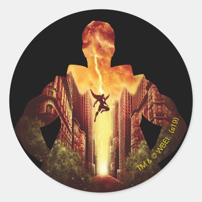 SHAZAM! | Shazam Sunset Silhouette Classic Round Sticker (Front)