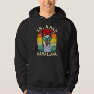 She A Bad Mama Llama Motherhood Vintage Retro Alpa Hoodie