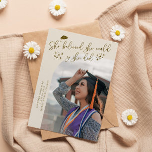 She Believed Cream Graduate Curved Photo Announcement