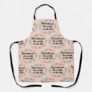 She believed minimalist poster wildflowers peach apron