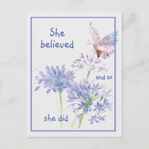 "She believed Motivational Quote Butterfly Postcard