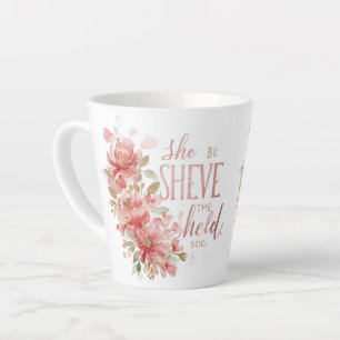 "She Believed She Could" Floral Typography Art   I Latte Mug