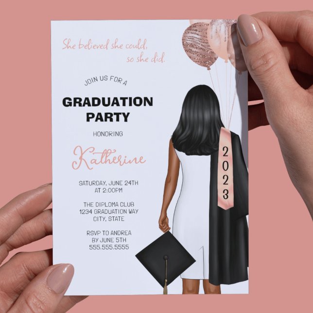 She Believed She Could Girl Graduation Party Invitation (Creator Uploaded)