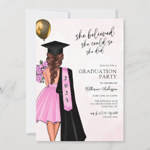 She Believed She Could Graduation Party Invitation