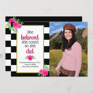 She Believed She Could Graduation Party Photo Invitation