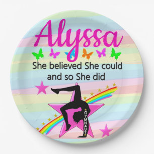 SHE BELIEVED SHE COULD GYMNAST DESIGN PAPER PLATE