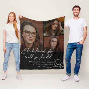 She Believed She Could Photo Graduation Fleece Blanket