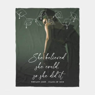 She Believed She Could Photo Graduation Fleece Blanket
