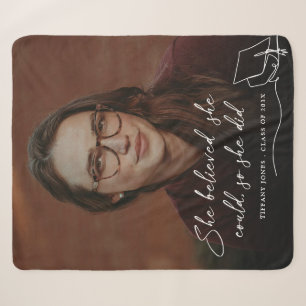 She Believed She Could Photo Graduation Sherpa Blanket
