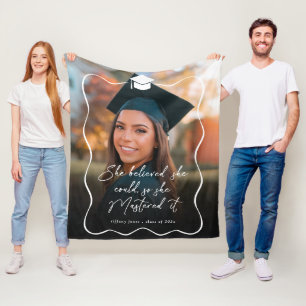 She Believed She Could Photo Mastered Graduation Fleece Blanket