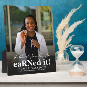 She Believed She Could RN Nurse Photo Graduation Plaque