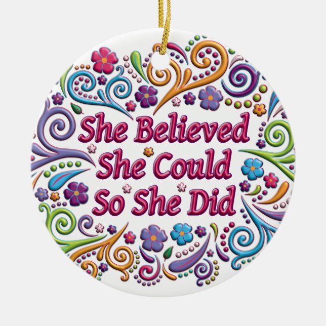 She Believed She Could Round Christmas Ornament (Front)