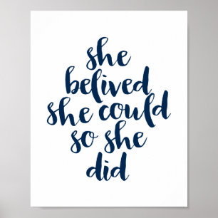 She believed she could she did, Navy motivational Poster