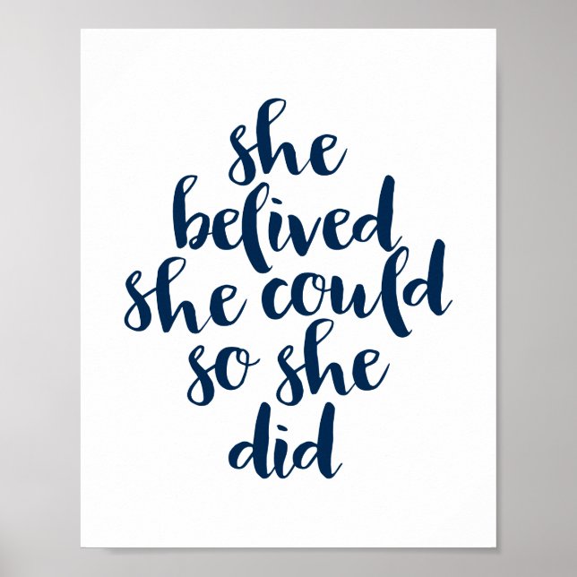 She believed she could she did, Navy motivational Poster (Front)