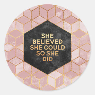 She Believed She Could So She Did Classic Round Sticker