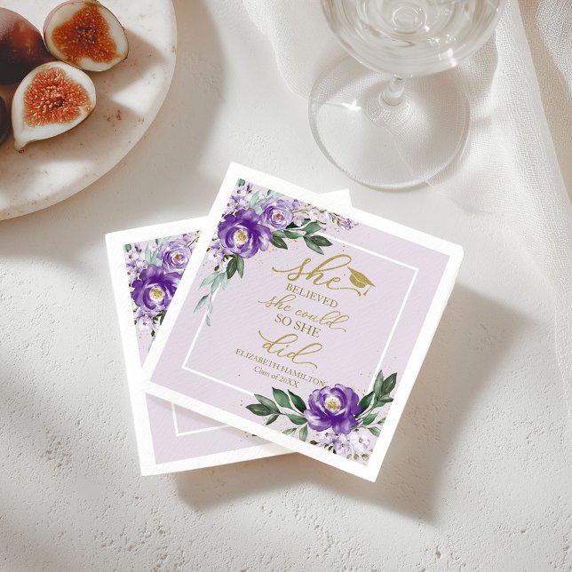 She Believed She Could So She Did Grad Party Napkin (Creator Uploaded)