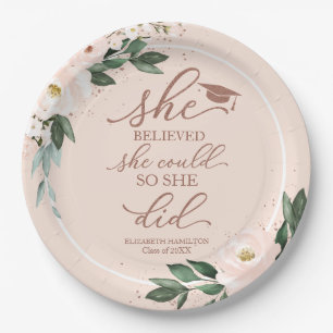 She Believed She Could So She Did Grad Party Paper Paper Plate