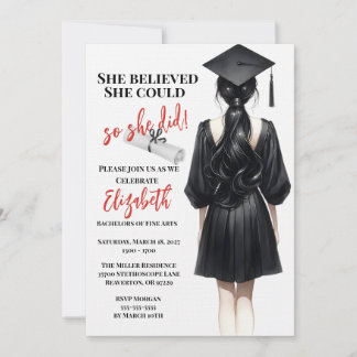 She Believed She Could So She Did Graduation Invitation