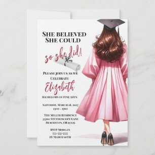 She Believed She Could So She Did Graduation Invitation