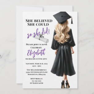 She Believed She Could So She Did Graduation Invitation
