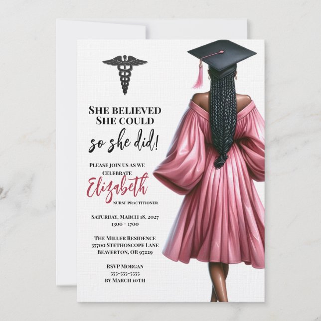She Believed She Could So She Did Graduation Invitation (Front)