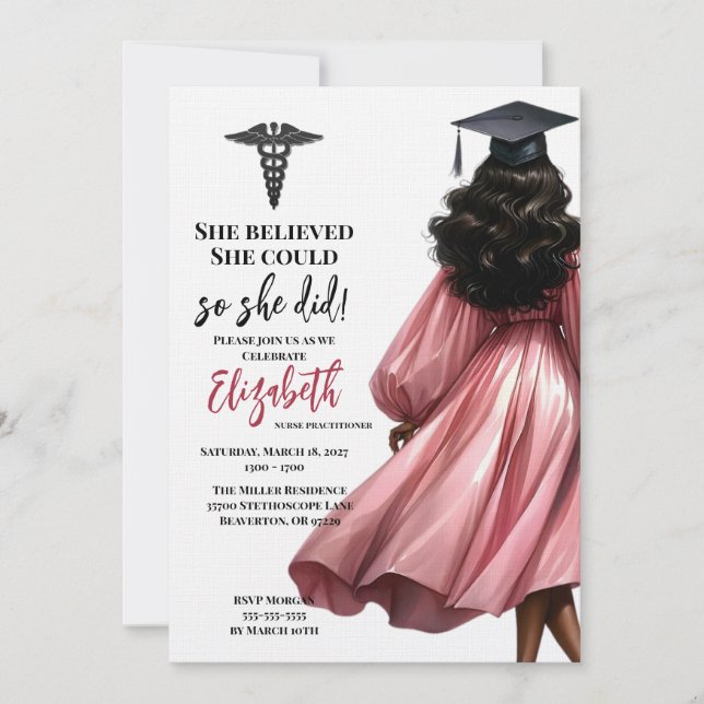 She Believed She Could So She Did Graduation Invitation (Front)
