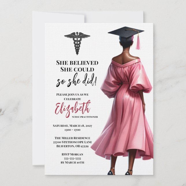 She Believed She Could So She Did Graduation Invitation (Front)