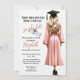 She Believed She Could So She Did Graduation Invitation