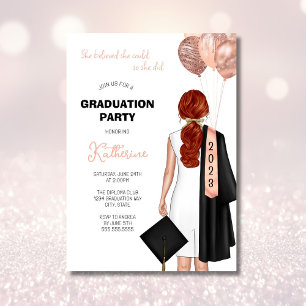She Believed She Could So She Did Graduation Party Invitation