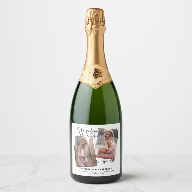 She believed she could so she did graduation sparkling wine label (Front)