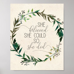 She Believed She Could So She Did Inspirational Poster