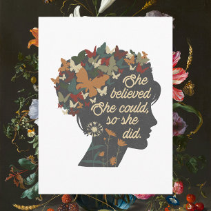 She Believed She Could, So She Did motivational Postcard