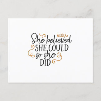 She believed she could so she did postcard