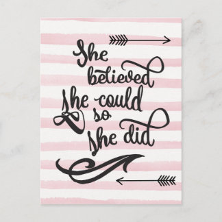 she believed she could so she did postcard