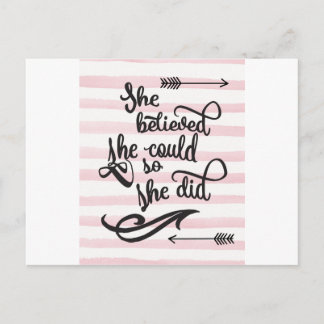 she believed she could so she did postcard