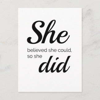 She believed she could so she did postcard