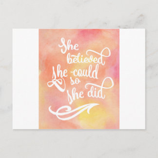 She Believed She Could So She Did Postcard