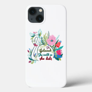 She Believed She Could So She Did Swan with Flower iPhone 13 Case