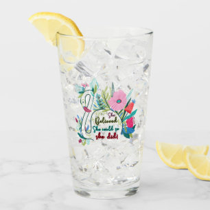 She Believed She Could So She Did Swan with Flower Glass