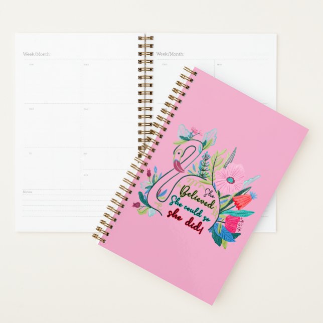 She Believed She Could So She Did Swan with Flower Planner (Display)