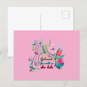She Believed She Could So She Did Swan with Flower Postcard
