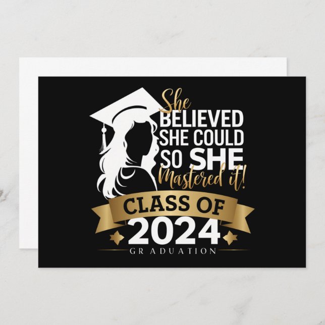She Believed She Could So She Mastered It 2024 Invitation (Front/Back)