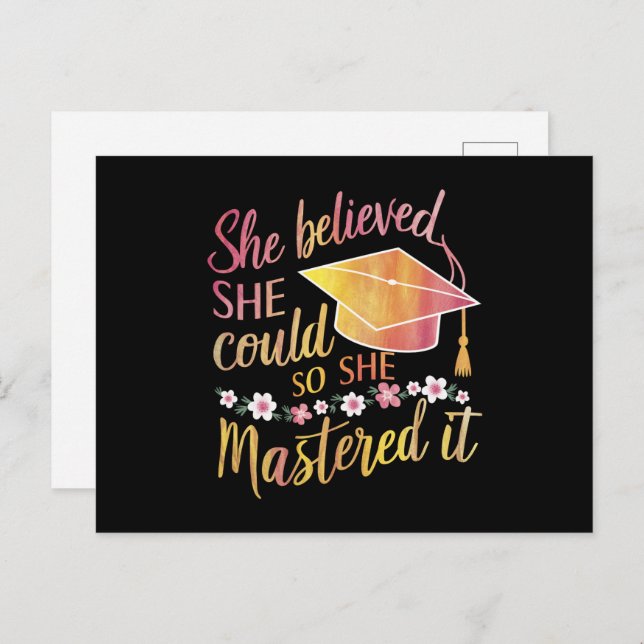 She Believed She Could So She Mastered It Grad Postcard (Front/Back)