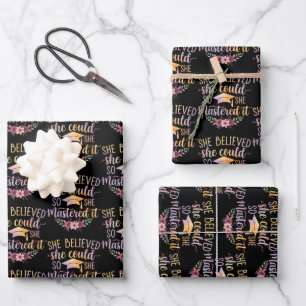 She Believed She Could So She Mastered It Graduate Wrapping Paper Sheet