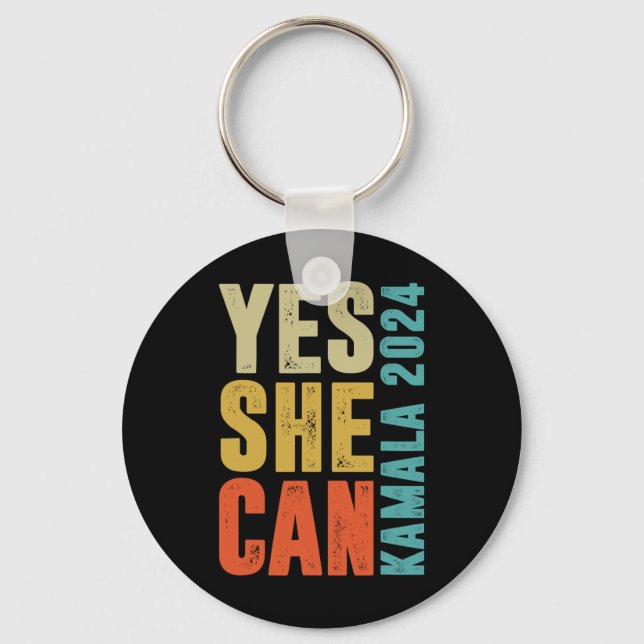 She Can Kamala 2024 Retro Colours  Key Ring (Front)