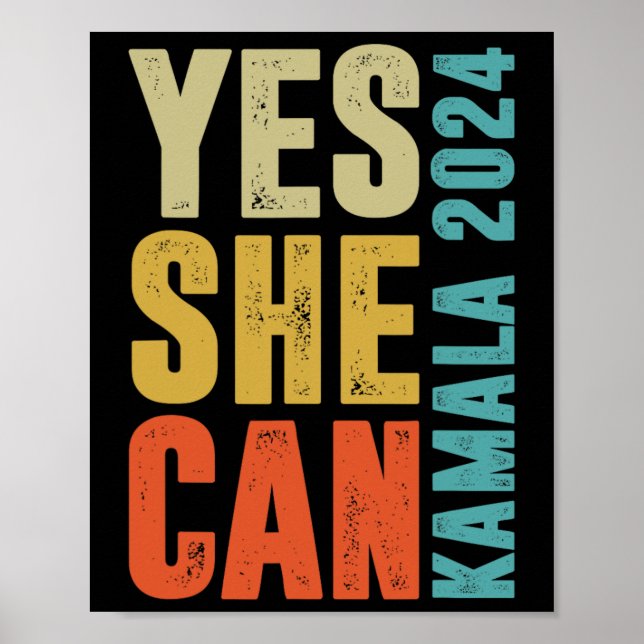 She Can Kamala 2024 Retro Colours  Poster (Front)