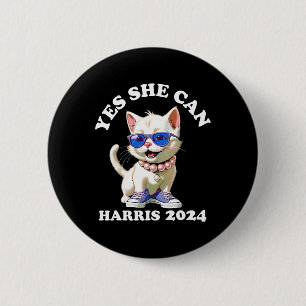 She Can Kamala Harris 2024 Cat Lady 6 Cm Round Badge