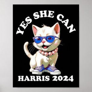 She Can Kamala Harris 2024 Cat Lady Poster