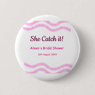 She Catch it pink spiral watercolor lines bridal 6 Cm Round Badge